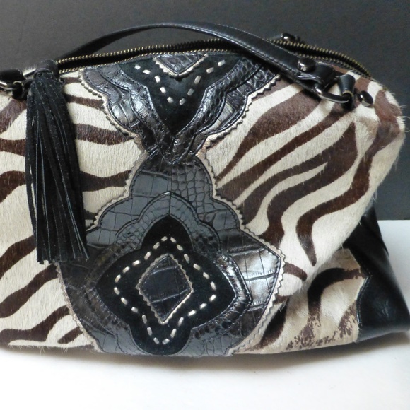 VANESSA ZEBRA PRINT REAL PONY HIDE PURSE - Picture 6 of 11